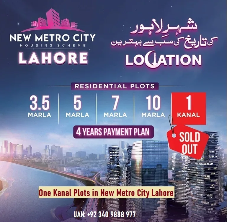 1 Kanal Plots Sold out in New Metro City Lahore