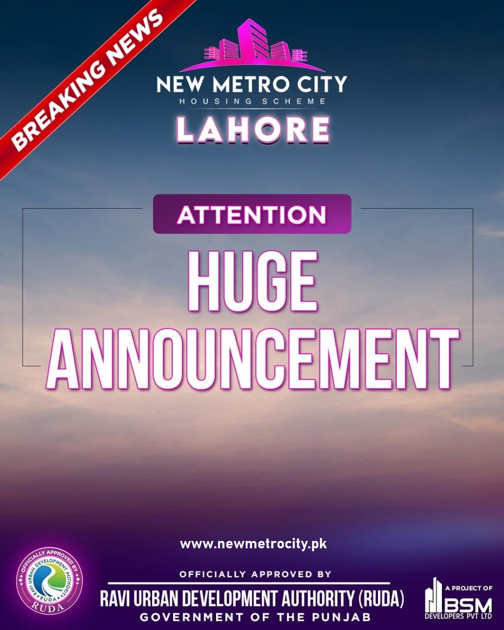 New Metro City Lahore Announcement