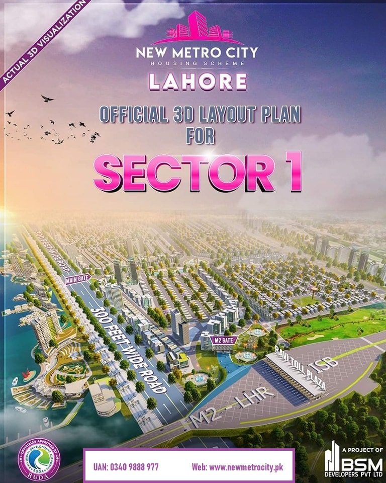 3D Map for Sector 1 of New Metro City Lahore Revealed