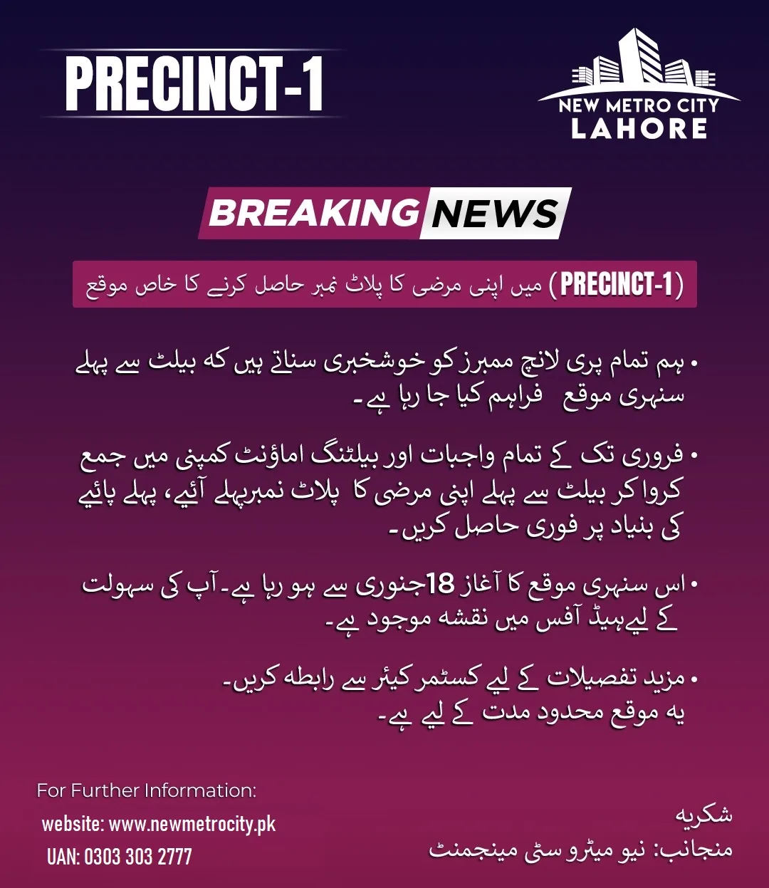 Breaking New Plot Number Before Ballting in New Metro City Lahore